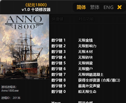 纪元1800十项修改器 v3.5