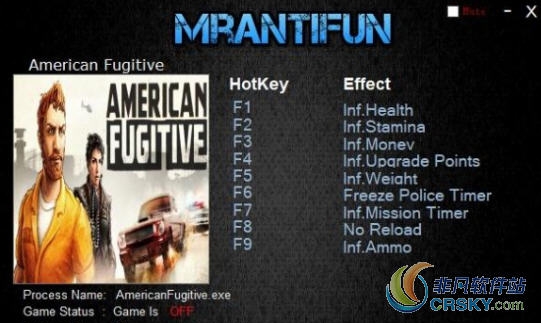 美国逃亡者1.0.17326修改器(九项) v1.50