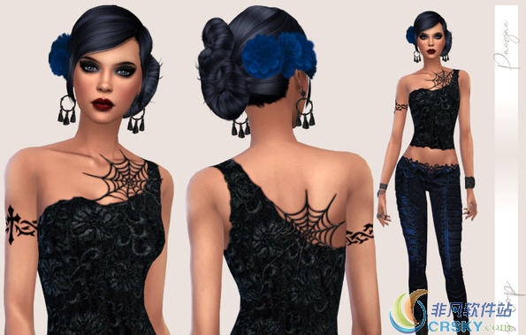 模拟人生4黑色蕾丝蜘蛛网上衣MOD v2.53