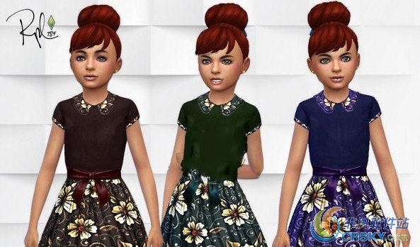 模拟人生4女孩美丽印花连衣裙MOD v1.57