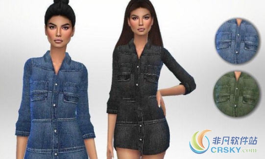 模拟人生4女士牛仔连衣长裤MOD v1.70