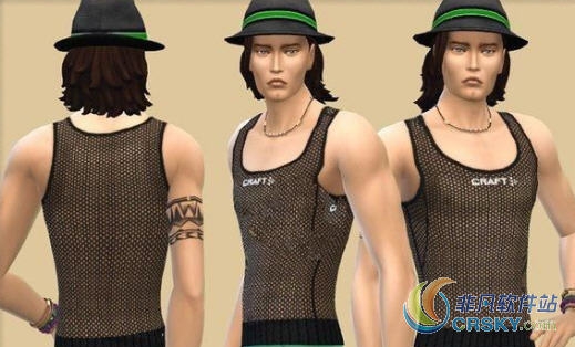 模拟人生4男款网状透视上衣MOD v2.46