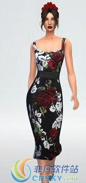 模拟人生4吊带玫瑰花连衣裙MOD v1.64