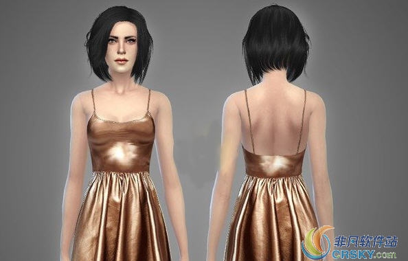 模拟人生4女性吊带皮质长裙MOD v2.50