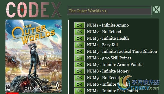 天外世界修改器(十一项) v1.2.0.424