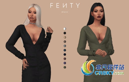 模拟人生4女式V领连衣裙MOD v2.46