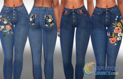 模拟人生4女式前背碎花牛仔裤MOD v1.06