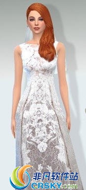 模拟人生4美丽蕾丝印花婚纱MOD v2.22