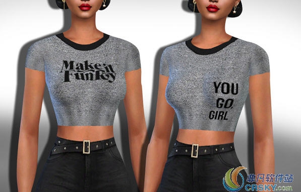 模拟人生4女性灰色混搭休闲上衣MOD v2.22