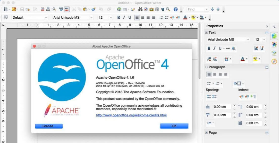 Apache OpenOffice for Mac v4.1.13