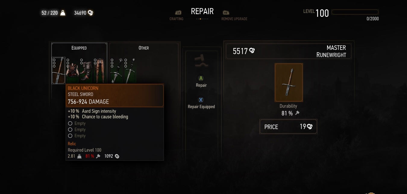 巫师3更便宜的维修费MOD v2.64