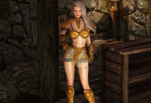 上古卷轴5天际性感黄金斗士铠甲mod v3.50