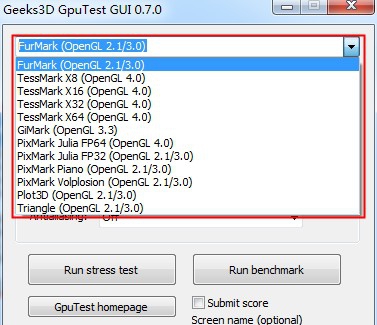 GpuTest(显卡测试工具) v0.7.7