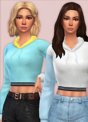 模拟人生4休闲露腹长袖带帽连帽衫MOD v2.60