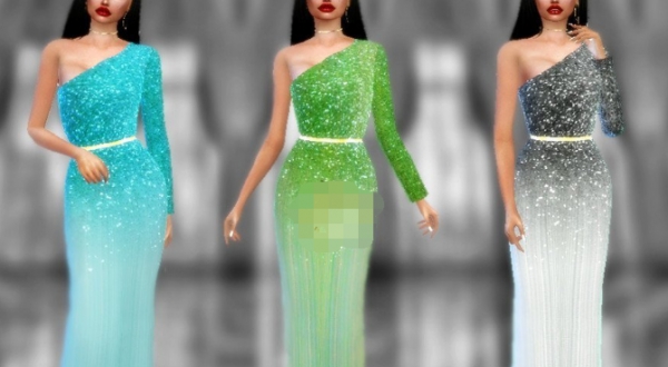 模拟人生4女性闪亮单露肩连衣裙MOD v2.6