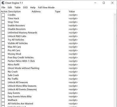 win10狂野飙车8极速凌云CE修改器 v5.3.7