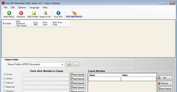 Free PDF Metadata Editor 4dots(PDF编辑器) v3.14