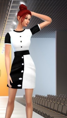 模拟人生4黑白双色纽扣连衣裙MOD v3.83