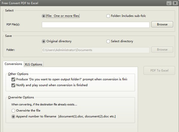 Free Convert PDF to Excel(PDF转Excel转换器) v8.8.7