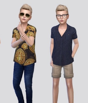 模拟人生4男孩休闲夏季衬衫MOD v2.61