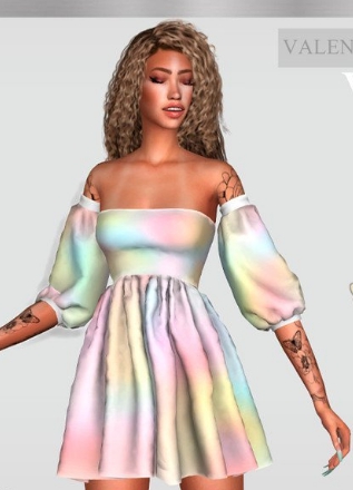 模拟人生4渐变色的情人节长裙MOD v1.42