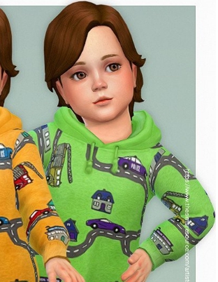 模拟人生4小男孩卡通汽车连帽衫MOD v3.89