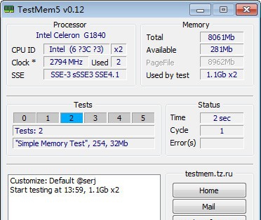 TestMem5(内存测试程序) v0.19