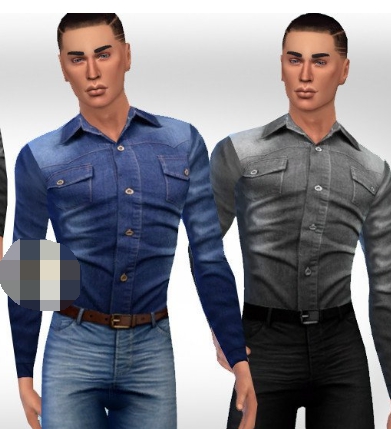模拟人生4男士紧身牛仔衬衫MOD v3.82