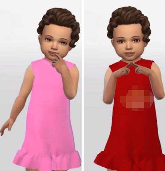 模拟人生4幼儿的褶皱花边连衣裙MOD v1.4
