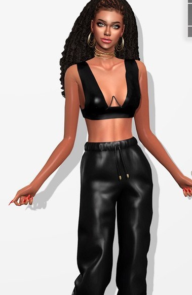 模拟人生4女性宽松的黑色皮裤MOD v1.5