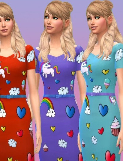 模拟人生4可爱彩虹小马连衣裙MOD v1.5