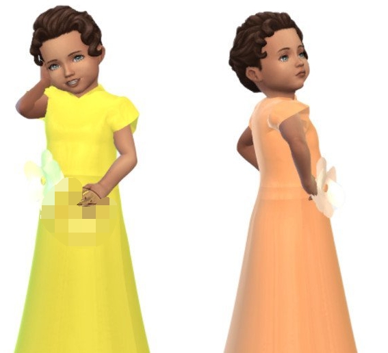 模拟人生4小女孩印花派对连衣裙MOD v1.4
