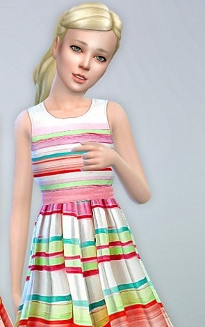 模拟人生4小女孩彩色条纹连衣裙MOD v1.3