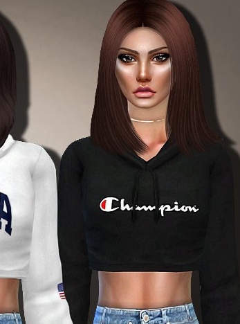 模拟人生4女性简洁印花连帽衫MOD v1.3