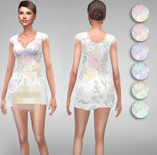 模拟人生4夏季美丽印花花边连衣裙MOD v1.2
