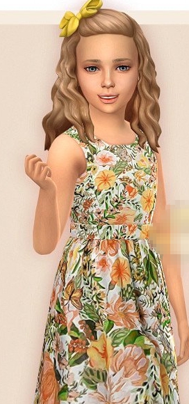 模拟人生4小女孩的彩色印花连衣裙MOD v1.4