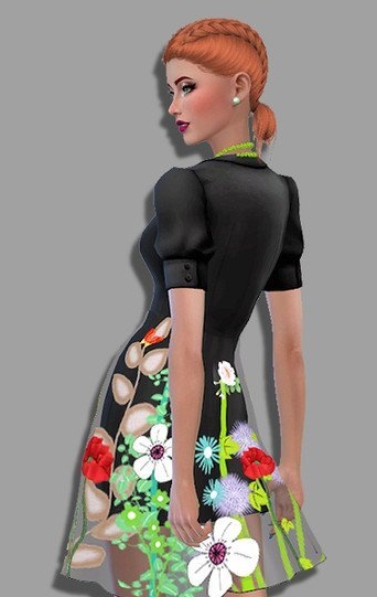 模拟人生4半透明美丽印花连衣裙MOD v1.3