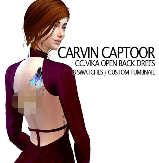 模拟人生4露背性感纯色连衣裙MOD v1.8