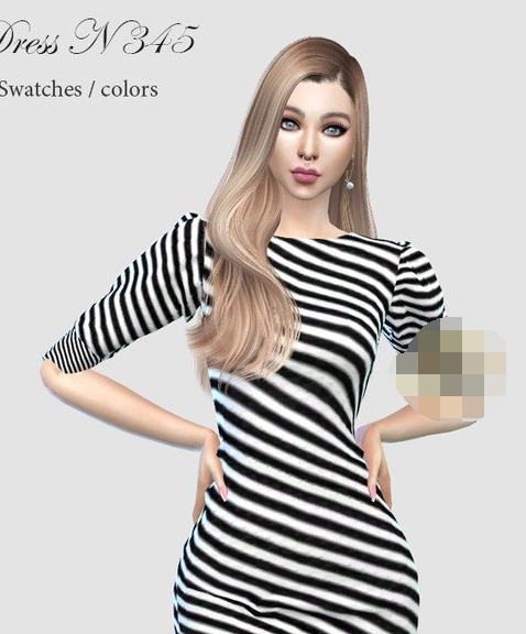 模拟人生4女性性感黑白条纹连衣裙MOD v1.4