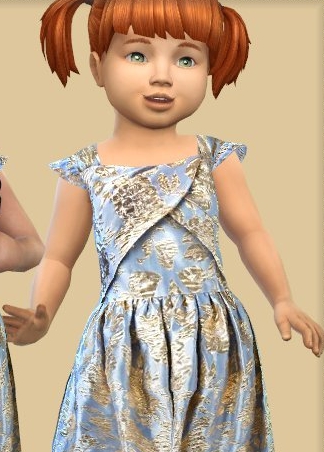 模拟人生4幼儿夏季金色刺绣连衣裙MOD v1.4