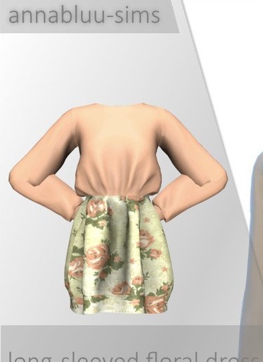 模拟人生4美丽的长袖碎花连衣裙MOD v1.4