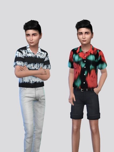 模拟人生4男孩美丽印花衬衫MOD v1.4