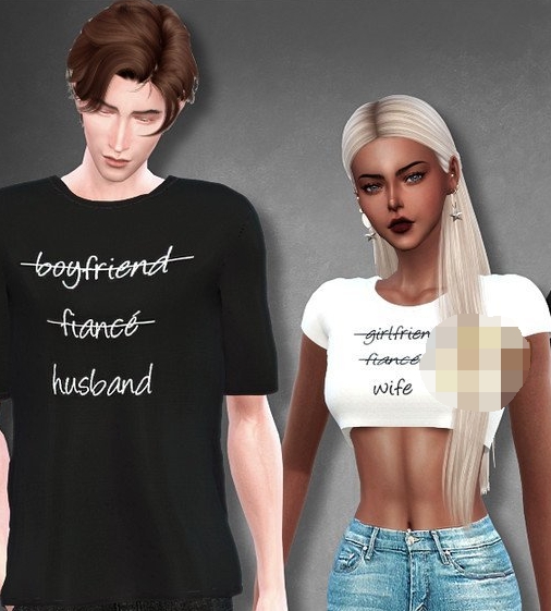 模拟人生4简洁英文字母情侣上衣MOD v1.5