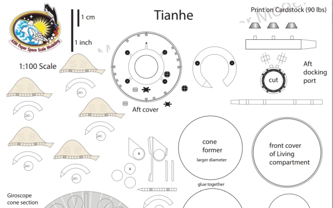 中国天宫空间站模型设计图(纸模) v1.93
