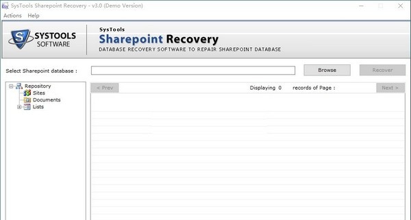 SysTools SharePoint Recovery v3.5