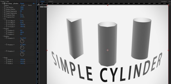 VE Simple Cylinder(3D圆柱体AE插件) v1.7