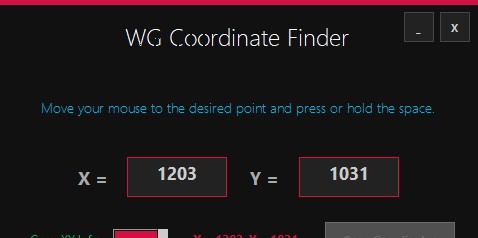 WG Coordinate Finder(鼠标光标坐标位置查找工具) v1.0.5