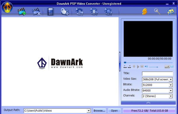 DawnArk PSP Video Converter(PSP视频格式转换器) v1.2.16.0934