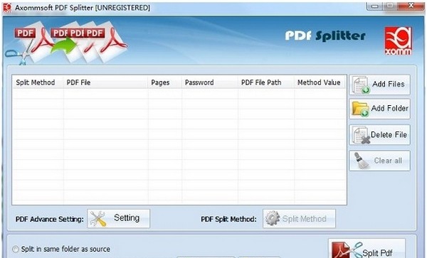 Axommsoft PDF Splitter(PDF分割工具) v1.7
