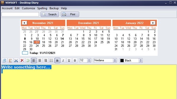 VovSoft Desktop Diary(日记软件) v1.6